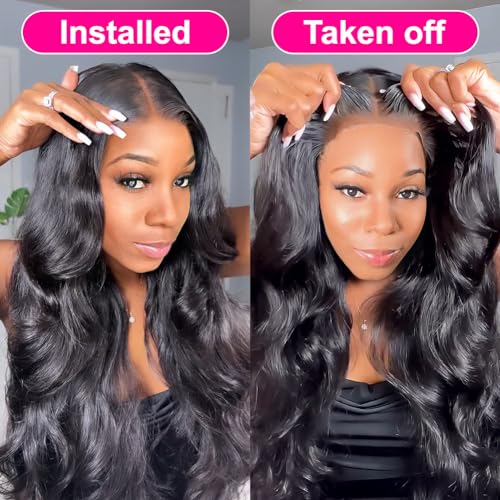Trilumity Wear And Go Body Wave Human Hair - Natural Black Hair Replacement Wig