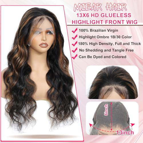 Trilumity Highlight Balayage 13X6 Body Wave Human Hair - Natural Black Hair Replacement Wig
