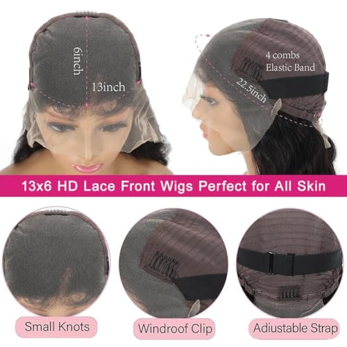 Trilumity 13X6 200 Density Glueless Deep Wave Human Hair - Natural Black Hair Replacement Wig