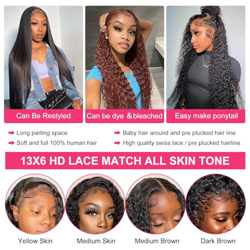 Trilumity 13X6 Hd Transparent Al Deep Wave Human Hair - Natural Color Hair Replacement Wig