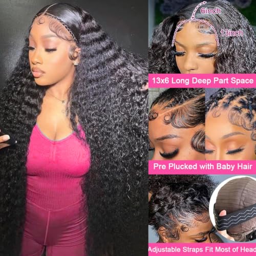 Trilumity 13X6 13X6 Front Can Deep Wave Human Hair - Natural Black Hair Replacement Wig