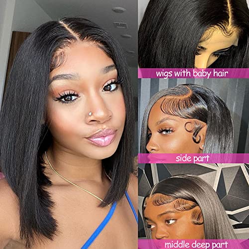 Trilumity Bob 13X6 Front Straight Straight Human Hair - Natural Black Hair Replacement Wig