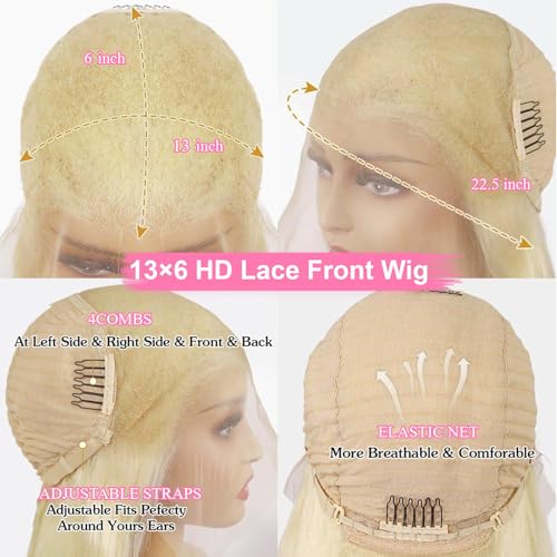 Trilumity 613 200 Density Blonde Body Wave Human Hair - Natural Black Hair Replacement Wig