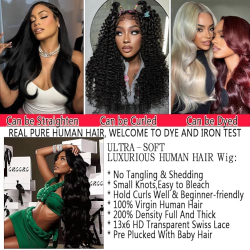 Trilumity 13X6 Front Glueless 100% Body Wave Human Hair - Natural Black Hair Replacement Wig