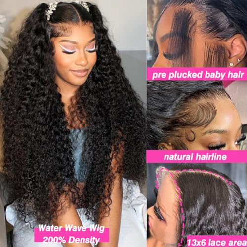 Trilumity Water 13X6 Front Water Wave Human Hair - Natural Black Hair Replacement Wig