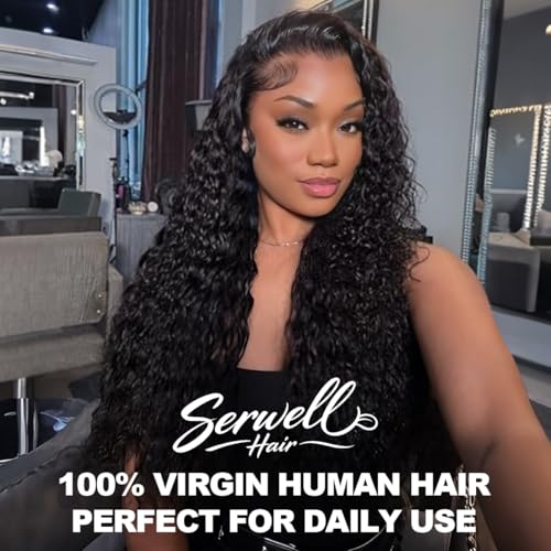 Trilumity Water 13X6 Front Deep Wave 100% Human Hair - Natural Black Hair Replacement Wig