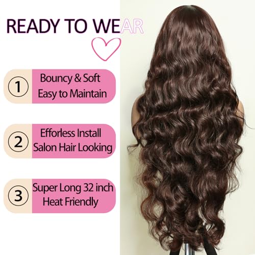 Trilumity Brown 13X6 Al Body Wave Synthetic Fiber - Brown Hair Replacement Wig
