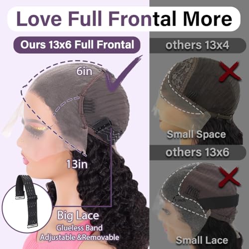 Trilumity Bob 13X6 100% Glueless Deep Wave 100% Human Hair - Natural Color Hair Replacement Wig
