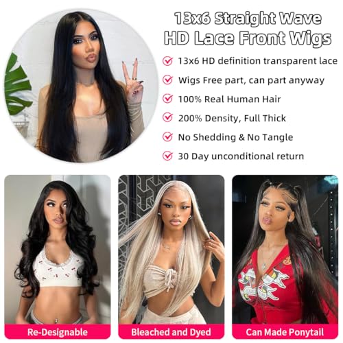 Trilumity 13X6 200 Density Straight Human Hair - Natural Color Hair Replacement Wig