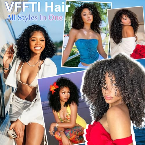 Trilumity Kinky Half 200 Density Curly Human Hair - Natural Black Hair Replacement Wig