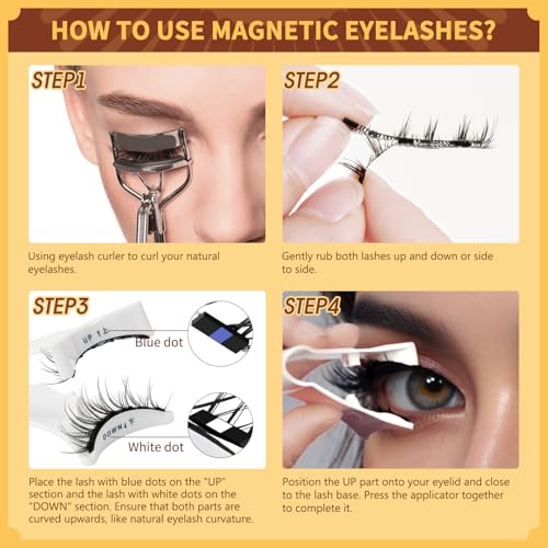Trilumity Magnetic Look Reusable Magnetic Wispy Faux Mink Fiber - Black False Lashes