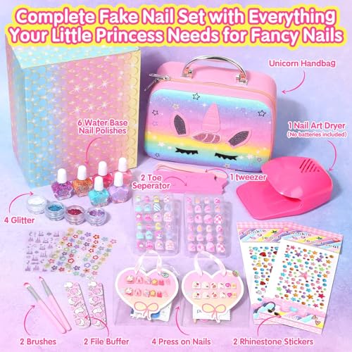 Trilumity Kids Nail Polish With Short Almond Soft Gel - Nude Pink Press On Nails