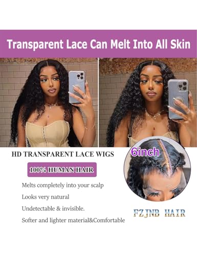 34 Inch Water Wave Lace Front Wigs Human Hair 180 Density 13x6 HD Lace Front Wigs Human Hair Pre Plucked Deep Curly Glueless Wigs Human Hair for Black Women (13x6 water wave front wigs, 34 Inch)