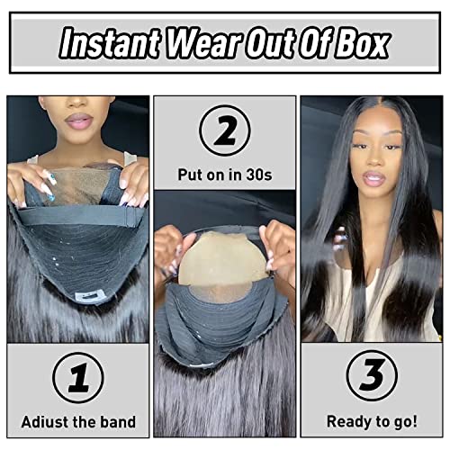 Trilumity Real Wear And Go Straight 100% Human Hair - Natural Black Hair Replacement Wig