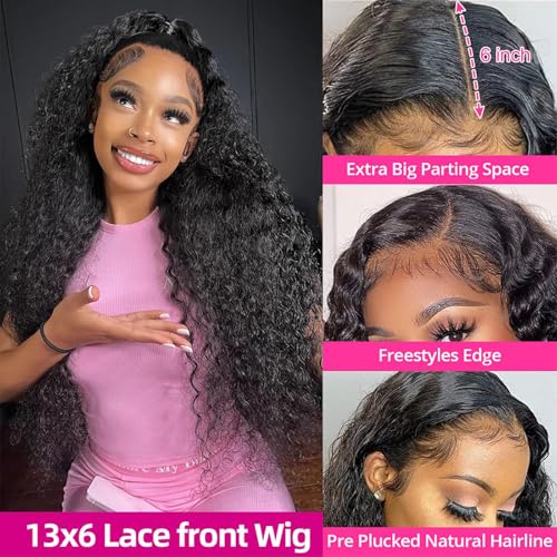 Trilumity 13X6 Hd Transparent Deep Wave Human Hair - Natural Black Hair Replacement Wig