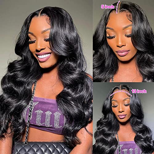 Trilumity 13X5 Small Knots Body Wave Human Hair - Natural Black Hair Replacement Wig