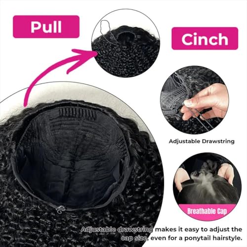 Trilumity Burmese Half 180 Curly Human Hair - Natural Black Hair Replacement Wig