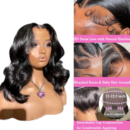 Trilumity Bob 13X6 Front Short Body Wave Human Hair - Natural Black Hair Replacement Wig