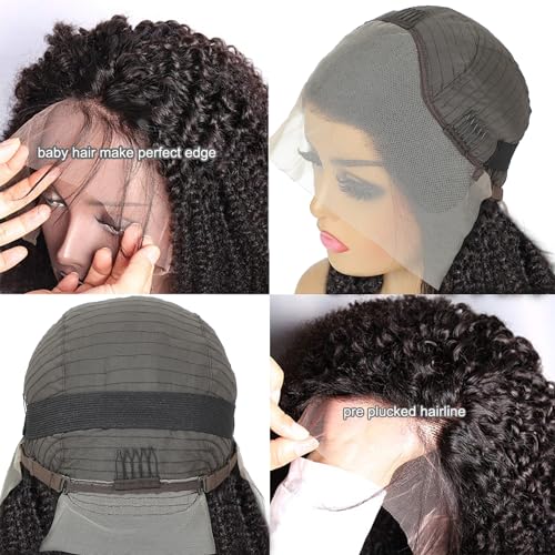Trilumity Kinkycurly 13X4 180 Straight Human Hair - Natural Black Hair Replacement Wig