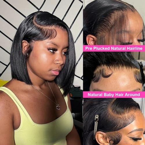 Trilumity 13X4 Bob 200 Density Straight Human Hair - Natural Color Hair Replacement Wig