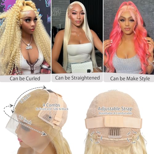 Trilumity 613 13X6 Blonde 13X6 Body Wave Human Hair - Natural Black Hair Replacement Wig
