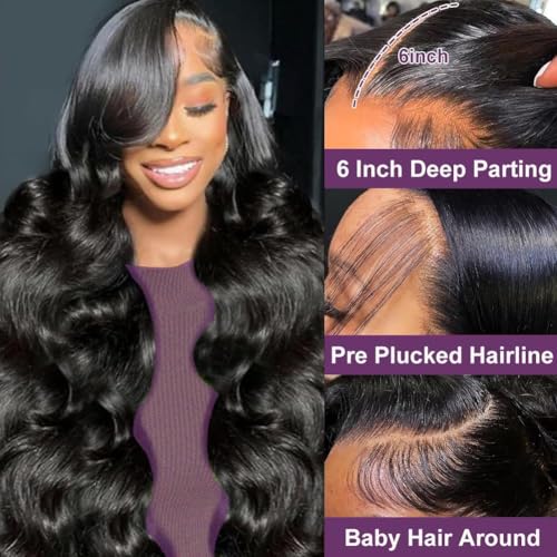 Trilumity 13X6 220 Density Front Body Wave 100% Human Hair - Natural Black Hair Replacement Wig