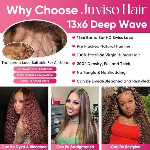Trilumity Honey Blonde 13X6 Front Deep Wave Human Hair - Honey Blonde Hair Replacement Wig