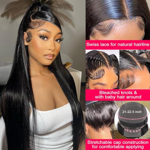 Trilumity 13X6 180 Density Straight Straight Human Hair - Natural Black Hair Replacement Wig