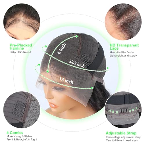 Trilumity 13X6 Front 200 Deep Wave 100% Human Hair - Natural Black Hair Replacement Wig