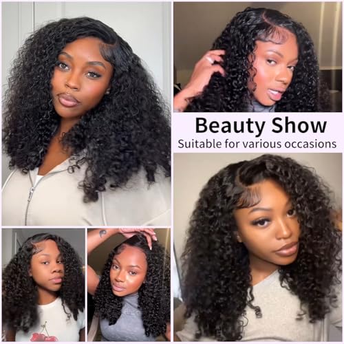Trilumity Bob Burmese Glueless Curly Human Hair - Natural Black Hair Replacement Wig