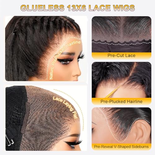 Trilumity Full 13X6 Front Deep Wave Human Hair - Natural Black Hair Replacement Wig