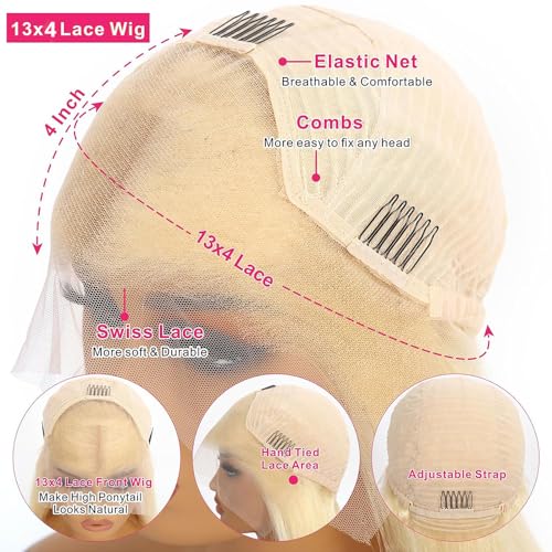Trilumity Blonde Bob 613 13X4 Straight Human Hair - Natural Black Hair Replacement Wig