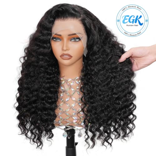 Trilumity 13X6 Hd With Deep Wave Human Hair - Natural Black Hair Replacement Wig