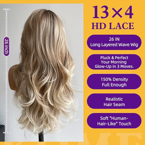 Trilumity Ash Blonde Layered Deep Wave 100% Human Hair - Natural Black Hair Replacement Wig