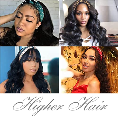 Trilumity Higher Headband Glueless None Body Wave Brazilian Virgin Hair - Natural Color Hair Replacement Wig