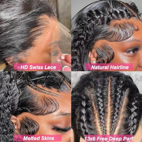 Trilumity Water 13X6 Part 200 Water Wave Human Hair - Natural Black Hair Replacement Wig