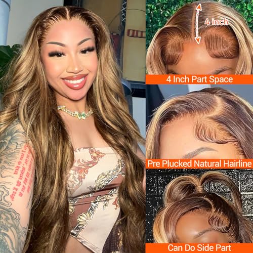 Trilumity Honey Blonde Ombre 13X4 Body Wave 100% Human Hair - Honey Blonde Hair Replacement Wig