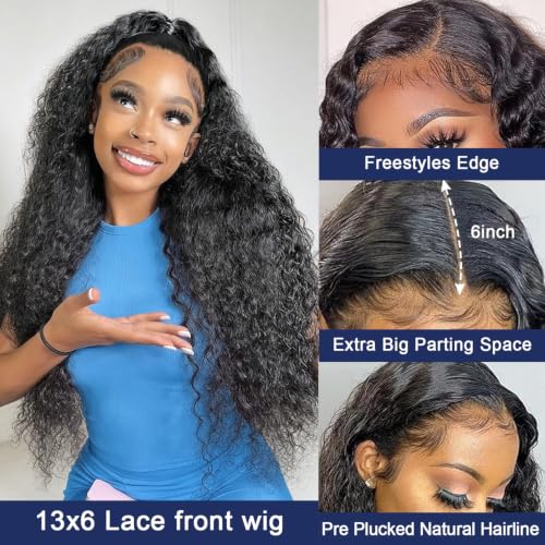 Trilumity 13X6 Hd With Deep Wave Human Hair - Natural Black Hair Replacement Wig