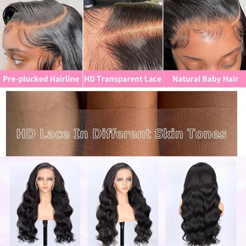 Trilumity 13X6 200 Density 13X6 Body Wave Human Hair - Natural Black Hair Replacement Wig