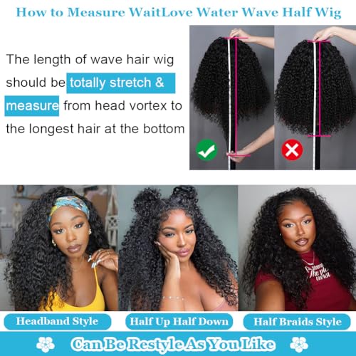 Trilumity Half 3 In 1 Water Wave Human Hair - Natural Black Hair Replacement Wig