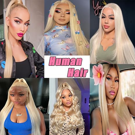 Trilumity 613 13X6 200 Density Deep Wave Human Hair - 613 Blonde Hair Replacement Wig