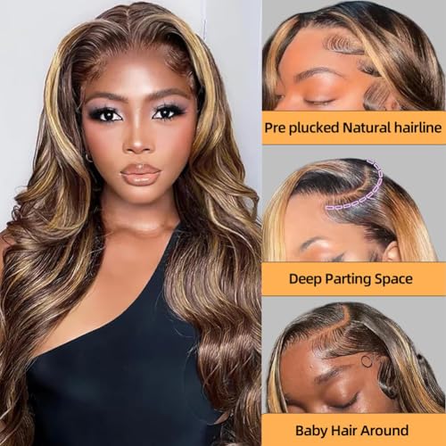 Trilumity Honey Blonde Ombre Body Wave Human Hair - Honey Blonde Hair Replacement Wig