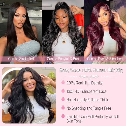 Trilumity 13X6 Thick Real Virgin Body Wave 100% Human Hair - Natural Black Hair Replacement Wig