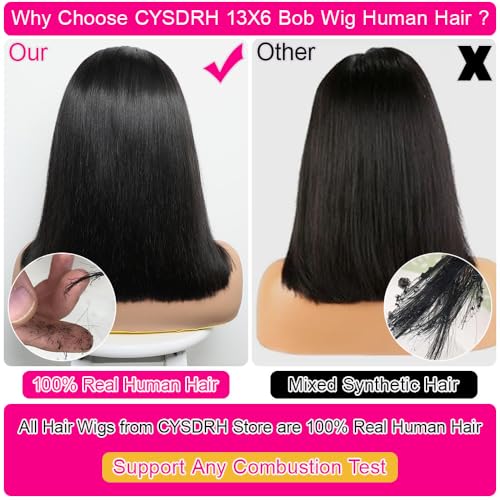 Trilumity Bob Full 13X6 Front Bob Human Hair - Natural Black Hair Replacement Wig
