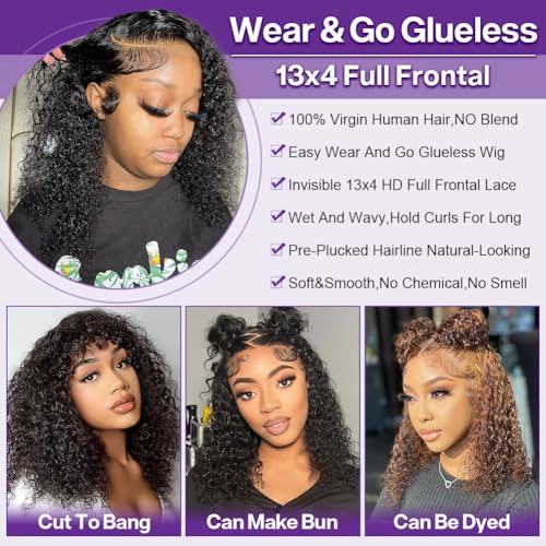 Trilumity Bob 13X4 Hd Bob Deep Wave Human Hair - Natural Black Hair Replacement Wig