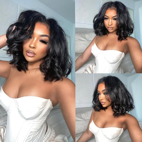 Trilumity Bob 13X4 Lace Hd Body Wave 100% Human Hair - Natural Black Hair Replacement Wig