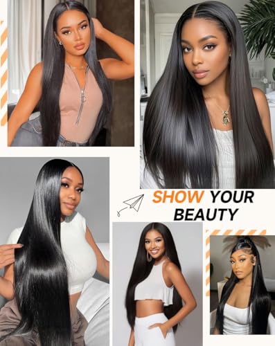 Trilumity 12A Virgin Straight 200 Straight Human Hair - Natural Black Hair Replacement Wig