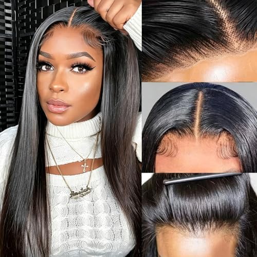 Trilumity Straight 13X6 Front Unprocessed Straight Human Hair - Natural Black Hair Replacement Wig