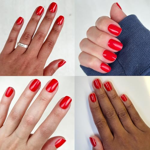 Trilumity Instant Short Squoval Soft Gel - Red Press On Nails