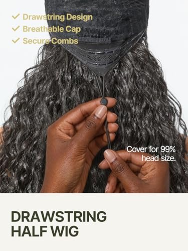 Trilumity Half Headband Glueless Straight Human Hair - Natural Black Hair Replacement Wig